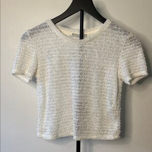 Zara Cream Textured Short Sleeve Tee